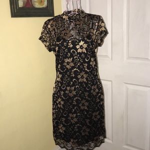 Sheer black and gold high neck oriental style